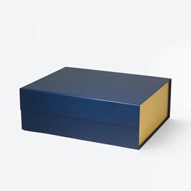Granatowe pudełko magnetyczne A4 ze złotym wnętrzem 330×255×115 mm