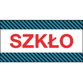 Etykiety UWAGA SZKŁO - NIEBIESKIE PASKI 100szt