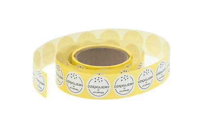 Naklejki okrągłe Białe Fi35mm Dziękujemy za zakupy