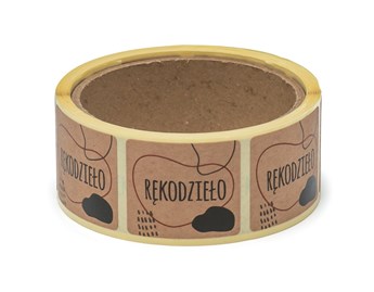 Naklejki papierowe Kraft, 35x40mm, Rękodzieło, rolka 200szt.