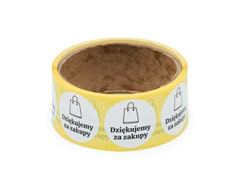 Naklejki okrągłe Białe Fi35mm Dziękujemy za zakupy