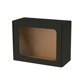 Pudełko ozdobne 250x200x100 mm z oknem – karton prezentowy EKO czarny