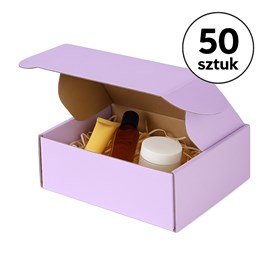 Zbiorcze zdjęcie 50 pudełek, jedno w zbliżeniu na krawędzie barwionej tektury.