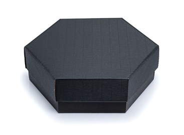 Pudełko karbowane czarne sześciokątne heksagon 240x240x90mm