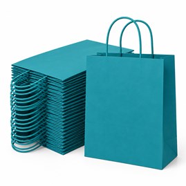 10 morskich torebek papierowych 230 × 120 × 300 mm 90 g/m² ze skręcanym uchwytem i dnem klockowym