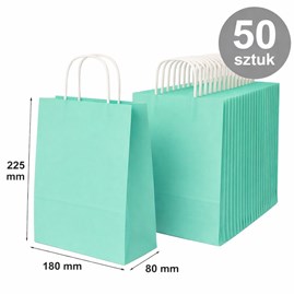 torba papierowa pastelowa zielona 180x80x225 mm 50 sztuk