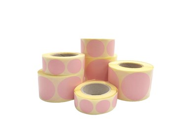 Naklejki okrągłe Fi25mm, rolka 500szt. Różowe