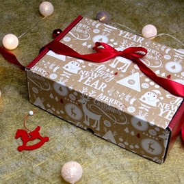 Pudełko świąteczne 310x220x98mm brąz-czerw. F427