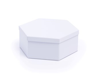 Białe pudełko ozdobne sześciokątne składane 280x240x100mm ze zdejmowaną pokrywą