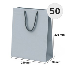 Torby laminowane srebrne 240x90x320 mm torby prezentowe 50 szt