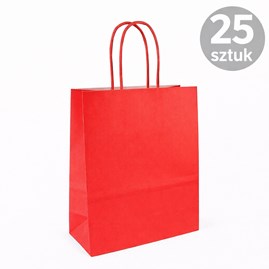 Torba papierowa czerwona 180×80×225 mm z uchwytem kraft 25 sztuk