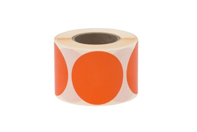 Naklejki okrągłe Fi 90mm 500szt Pomarańczowe