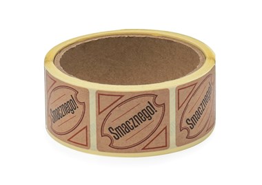 Naklejki na rolce, papier Kraft 35x40mm Smacznego #3, 200szt