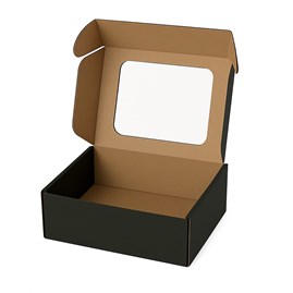 Pudełko ozdobne 250x200x100 mm z oknem – karton prezentowy EKO czarny