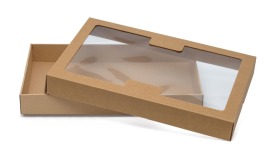 Pudełko karbowane z oknem 440x290x50mm wieczkowe