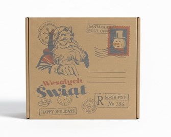 Kraftowy karton fasonowy z motywem świątecznego listu, doskonały na prezenty i paczki.