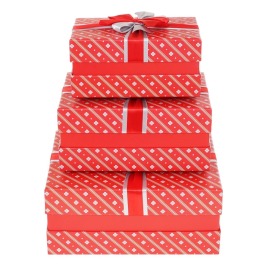 Zestaw Pudełek prostokąt 2 Tone Ribbon Red (3 szt)