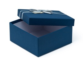 Zestaw pudełek-kwadrat (4 szt.) Granat+kokarda