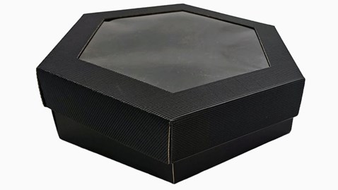 Pudełko karbowane czarne 380x380x90mm z oknem