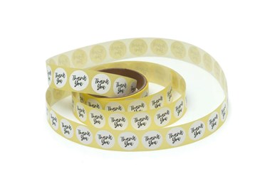 Naklejki okrągłe Białe Fi25mm Thank You 5 - 200szt