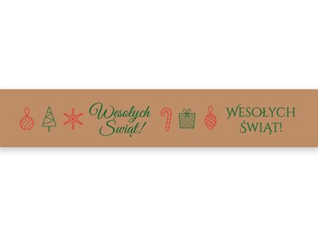 Taśma Świąteczna Papierowa Wesołych Świąt - Zielony 48mm/50m