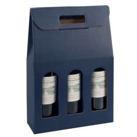 Potrójne pudełko na wino Niebieskie K-873
