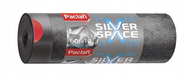 Ekologiczne worki na śmieci Silver Space 60 l – szare, z taśmą, 10 sztuk
