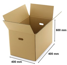 Karton przeprowadzkowy 600x400x400 mm C500 – z uchwytami, brązowy
