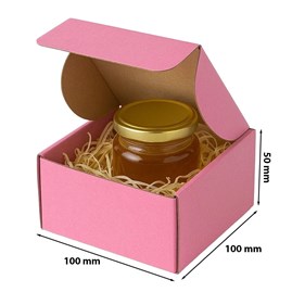 Różowy karton fasonowy 100x100x50 mm – pastelowe pudełko na biżuterię i prezenty
