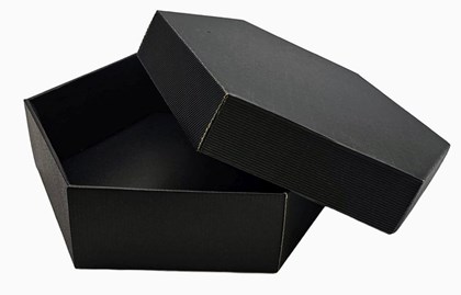 Pudełko karbowane czarne sześciokątne heksagon 240x240x90mm