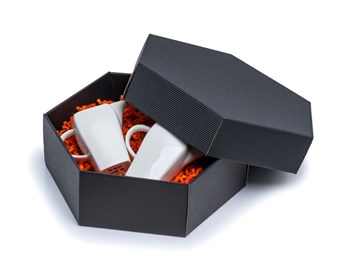 Pudełko karbowane czarne sześciokątne heksagon 240x240x90mm