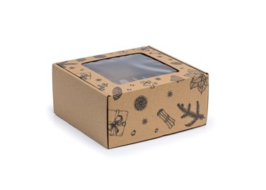 pudełko świąteczne, karton z nadrukiem, opakowanie z okienkiem, pudełko prezentowe, karton 200x200x100