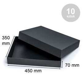 Pudełka karbowane z wieczkiem czarne 450x350x70mm 10szt