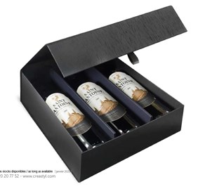 Pudełko czarne na 3 butelki 340x290x95mm (zewn.) MAGNES