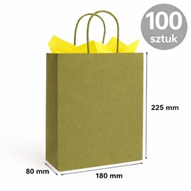 Torba papierowa kraft khaki 180×80×225 mm z uchwytem 100 sztuk