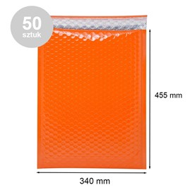 Koperty z folią bąbelkową metaliczne Pomarańczowe 50szt.