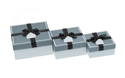 Zestaw Pudełek kwadrat White stripe Grey  (3 szt)