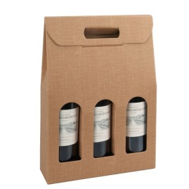 Potrójne pudełko na wino Brązowe K-873