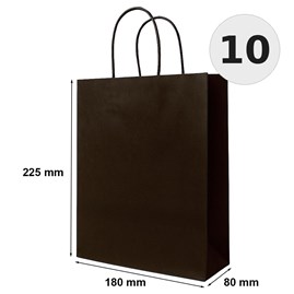 torba papierowa czekoladowa 180x80x225 mm 10 sztuk