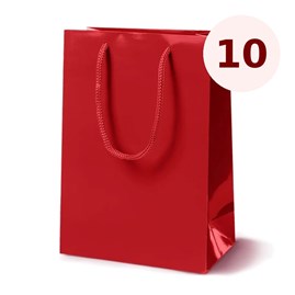 Czerwona torba papierowa laminowana 170×70×210 mm 10 sztuk