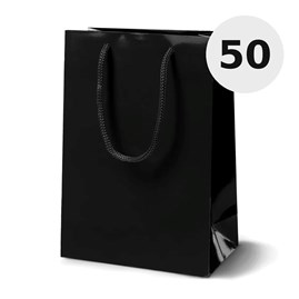 Czarna torba papierowa laminowana 170×70×210 mm 50 sztuk