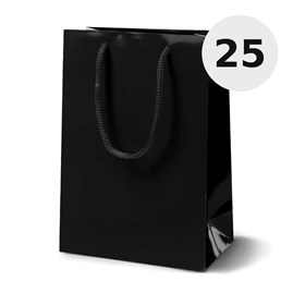Czarna torba papierowa laminowana 170×70×210 mm 25 sztuk