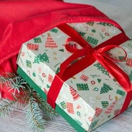 Pudełko świąteczne 200x200x85mm Choinki Wieko+Dno