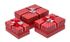 Zestaw Pudełek prostokąt 2 Tone Ribbon Red (3 szt)