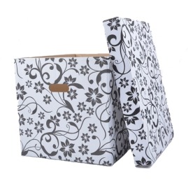 Pudełko ozdobne z czarnym wzorem - 42x32x32cm