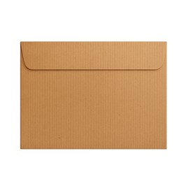 Koperty Ozdobne C6 HK Brązowe Kraft Prążek 120g 50 sztuk Ekologiczne