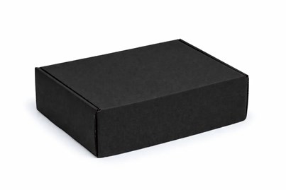 20 czarnych pudełek kartonowych wykrojnikowych 330 × 250 × 100 mm z tektury falistej typu E o gramaturze 350 g/m²
