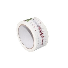 Taśma Świąteczna - choinki + napis Wesołych Świąt 50mm/54m