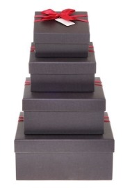 Zestaw pudełek-kwadrat kokarda Czarne (4 szt.)