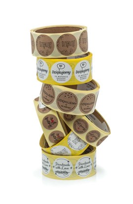 Naklejki okrągłe Białe Handmade with Love - wzór 8